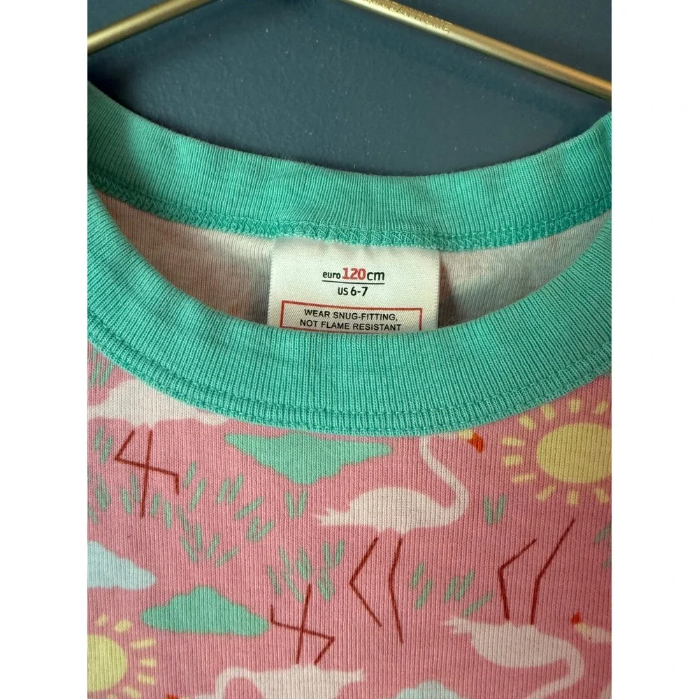Hanna Andersson Pink Flamingo Short Sleeve Pajama Set Kids Size 6-7 120cm